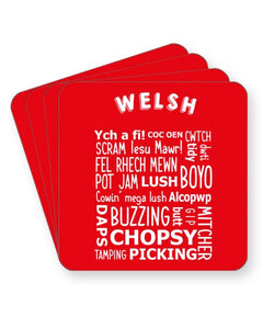 Welsh Slang Words - Funny Wales Dialect - Barware Home Kitchen Drinks Coasters