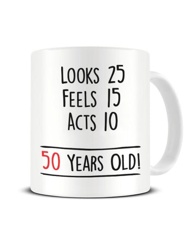 50 Years Old Maths Sum Joke Birthday Ceramic Mug