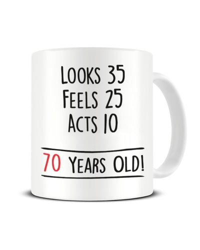 70 Years Old Maths Sum Joke Birthday Ceramic Mug
