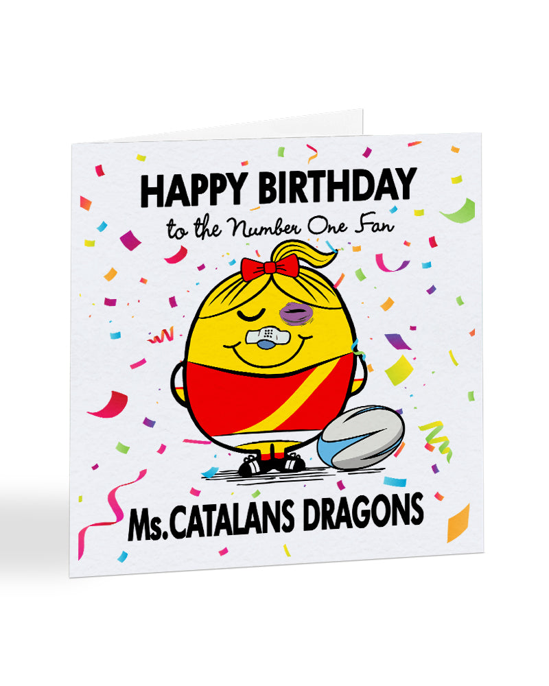 Ms Catalans Dragons  - To The Number One Female Fan Supporter - Rugby - Birthday Greetings Card - A1033