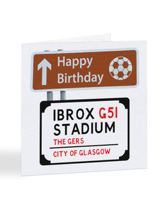 A2206 - Happy Birthday Football Street Road Sign - Rangers - Birthday Card