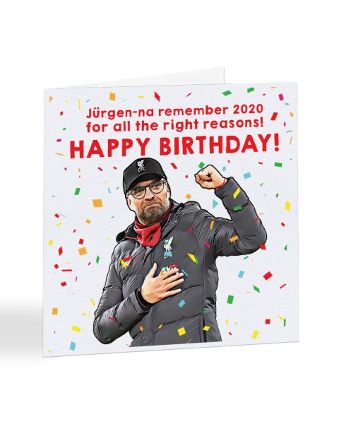 Liverpool FC Birthday Card, Premier League Champions 2020, Jürgen Klopp Birthday Greetings Card