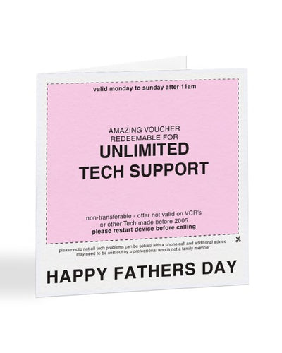 Unlimited Tech Support Voucher - Father's Day Greetings Card