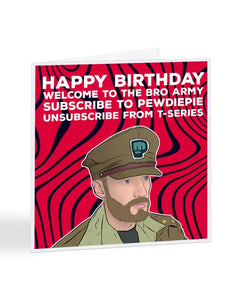 PewDiePie - Bro Army Recruitment Birthday Greetings Card