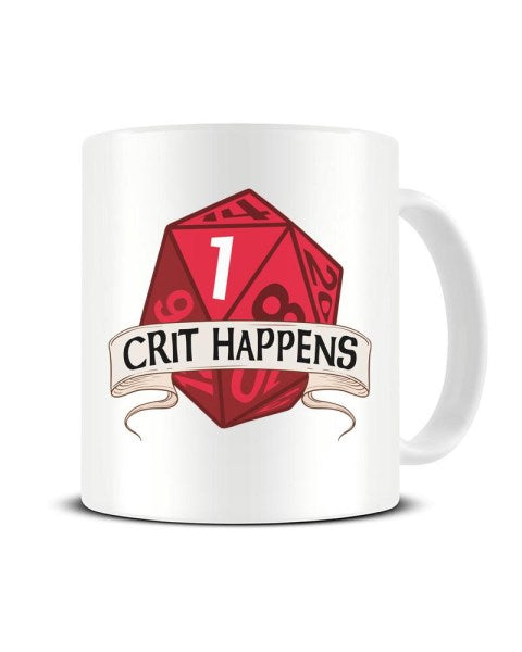 Crit Happens Funny 20 Sided Dice Fantasy Board Game Ceramic Mug