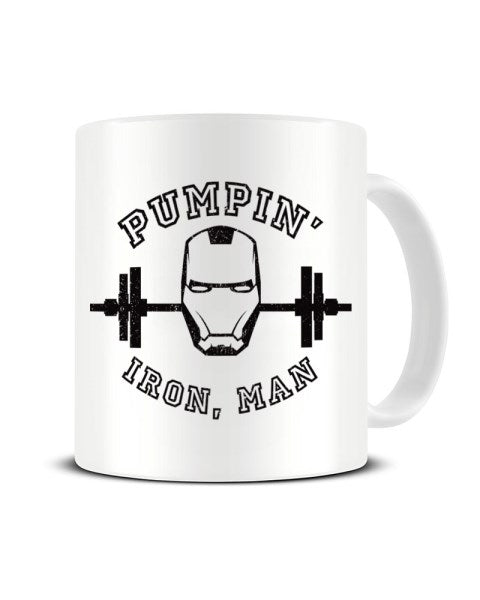 Pumpin' Iron, Man - Funny Iron Man Inspired Gym Ceramic Mug