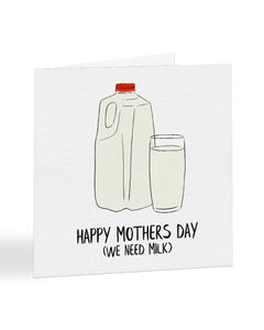 Happy Mothers Day - We Need Milk - Mother's Day Greetings Card