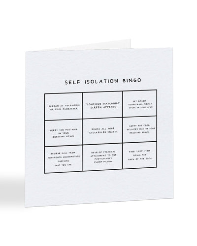 Self Isolation Bingo - Get Well Soon - Greetings Card